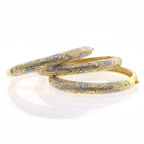 Chandi Diamond Gold and Silver Leopard Bangle Bracelet Swarovski Crystal by Bobby Schandra