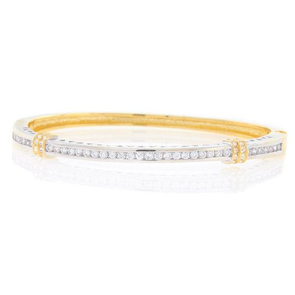 Gold and Silver Round CZ Bangle