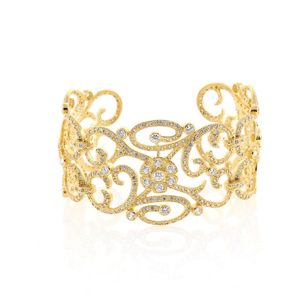 Chandi Diamond Gold CZ Cuff by Bobby Schandra 