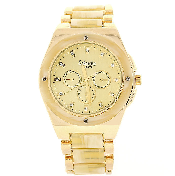 Gold Horn Crystal Link Watch