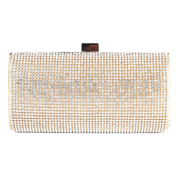 Bobby Schandra Gold Mesh Swarovski Crystal Clutch 