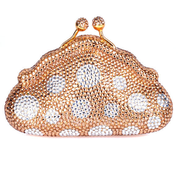 Gold Polka Dot Small Swarovski Crystal Clutch 