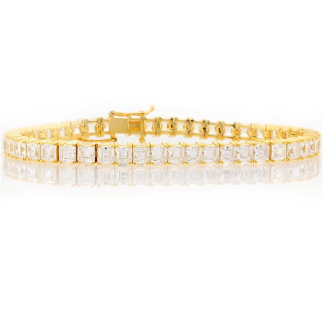 Chandi Diamond Gold Square Tennis Bracelet by Bobby Schandra