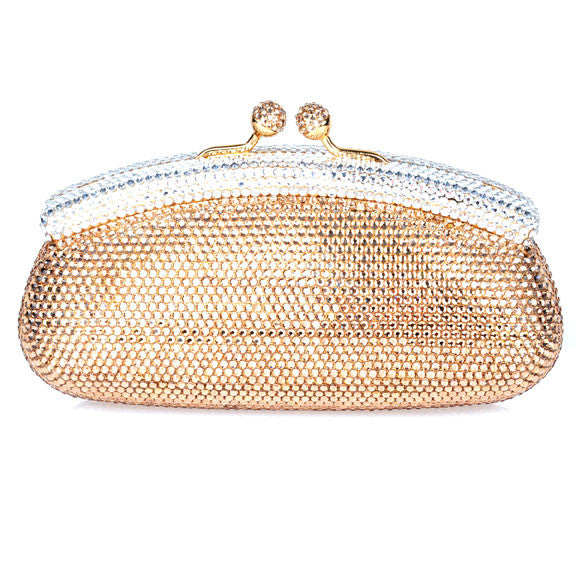 Gold and Clear Swarovski Crystal Evening Clutch