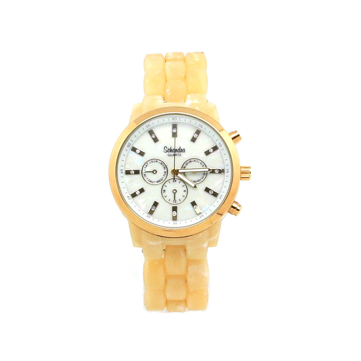 Large Gold and Horn Crystal Fashion Watch