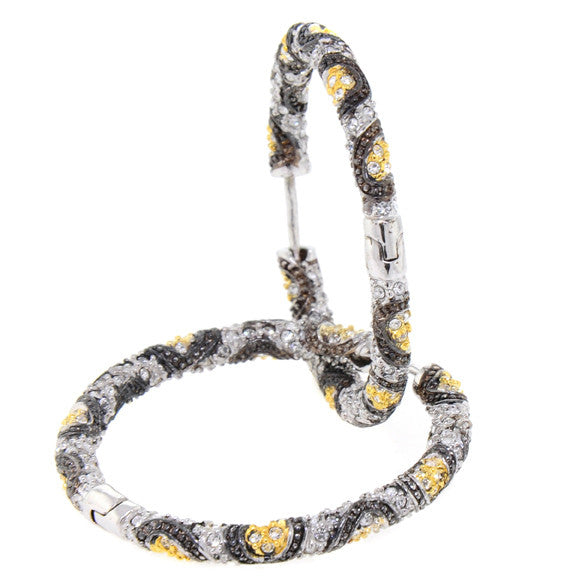 Large Animal Print Swarovski Crystal Hoop Earrings