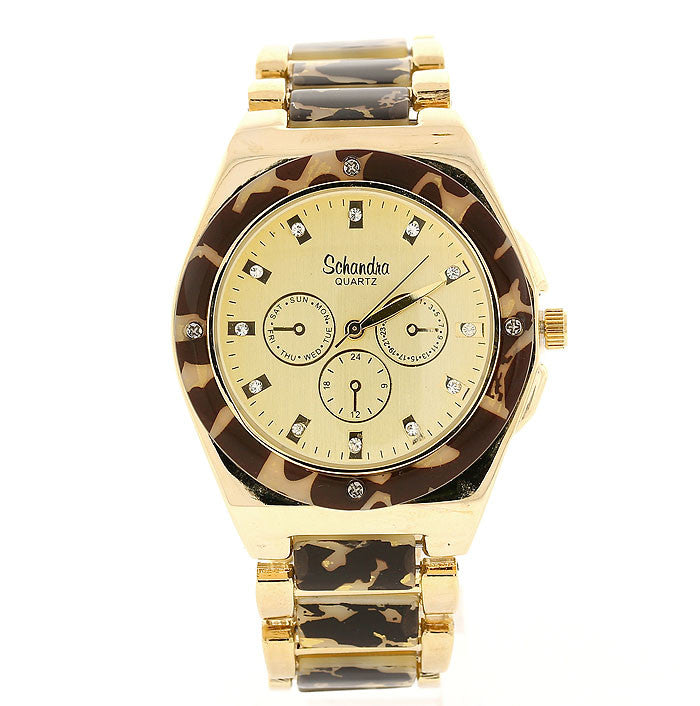 Leopard Acrylic Crystal Link Watch
