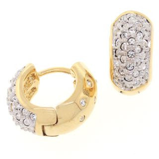 Medium Gold Reversible Huggies Crystal Earrings