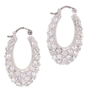 Medium Oval Swarovski Crystal Hoop Earrings