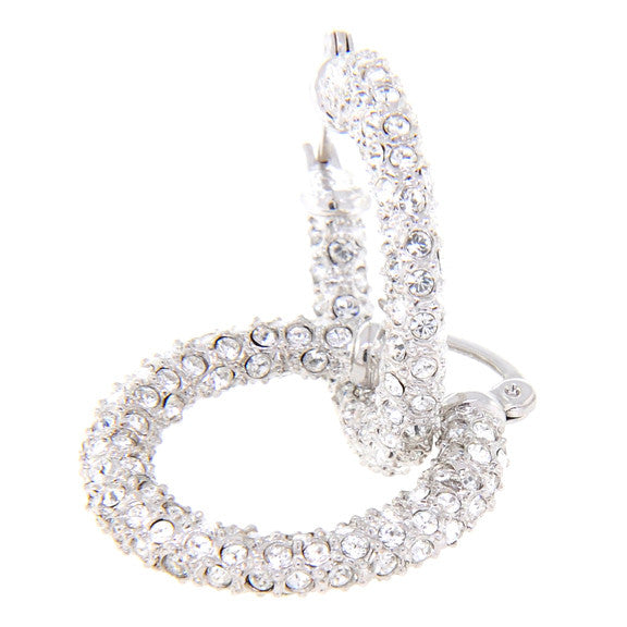 Medium Silver Swarovski Hoop Earrings