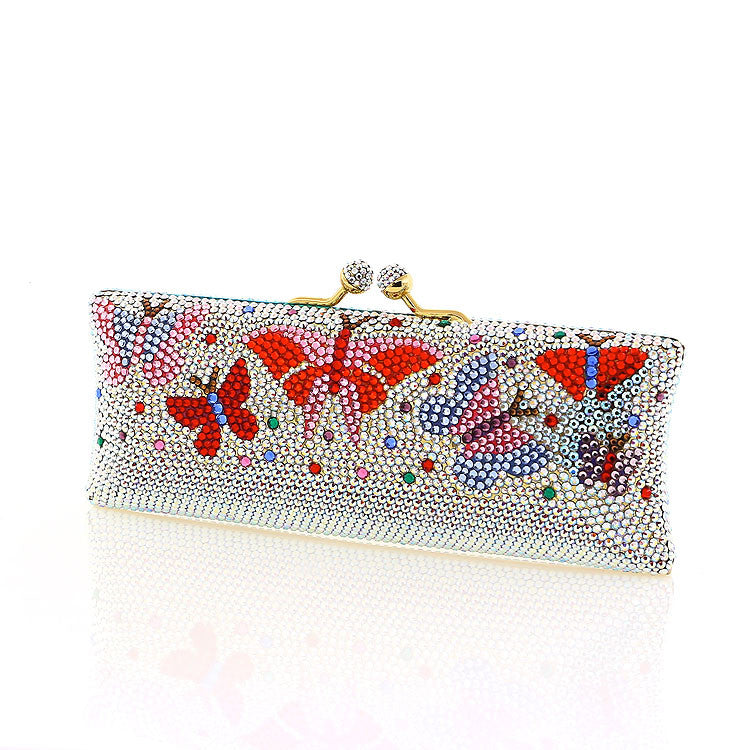 Multi-Color Butterfly Swarovski Crystal Evening Clutch