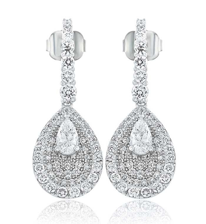 Pave Drop CZ Earrings