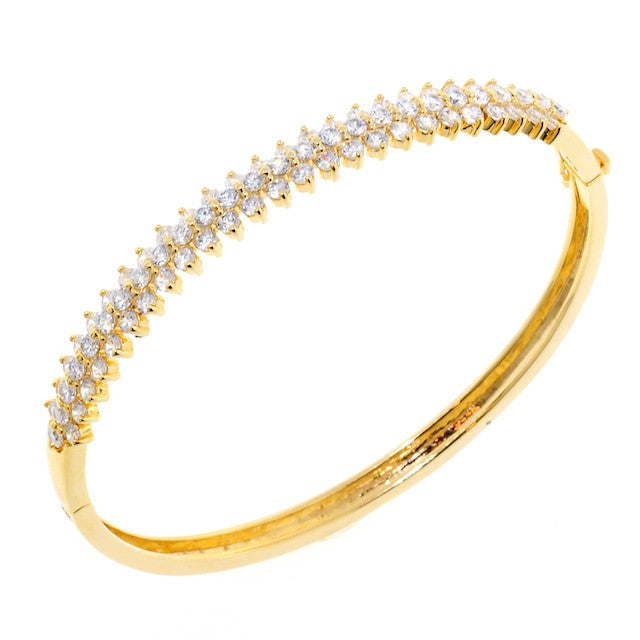 Chandi Diamond Petal Gold CZ Crystal Bangle Bracelet by Bobby Schandra