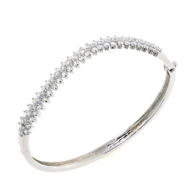 Chandi Diamond Petal Twist CZ Crystal Bangle Bracelet by Bobby Schandra