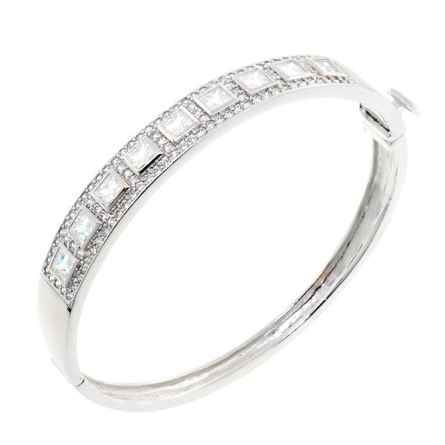 Chandi Diamond Princess Cut Crystal Bangle Bracelet by Bobby Schandra