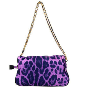 Purple leopard clutch messenger bag