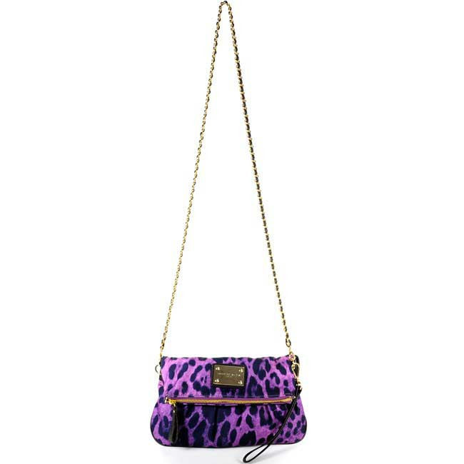 Purple leopard clutch messenger bag