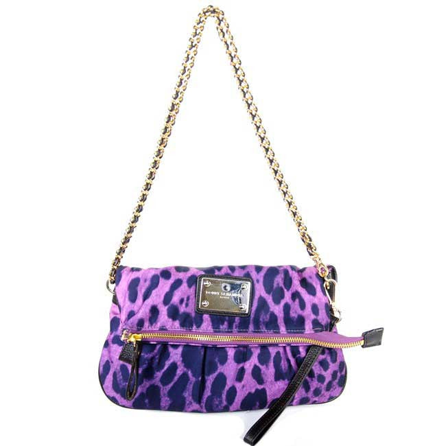 Purple leopard clutch messenger bag
