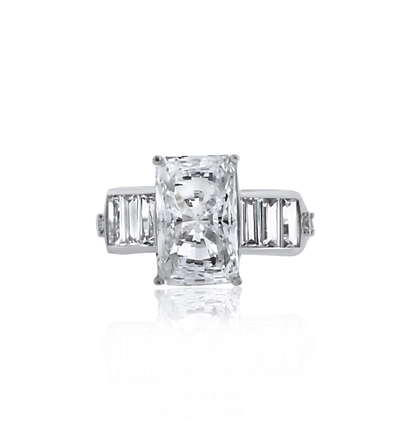 rectangle-baguette-cut side-stones-cz-silver-ring