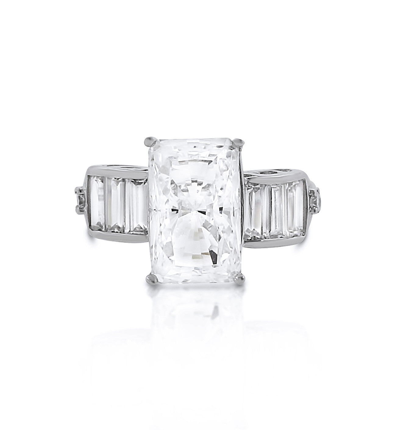 rectangle-baguette-cut side-stones-cz-silver-ring