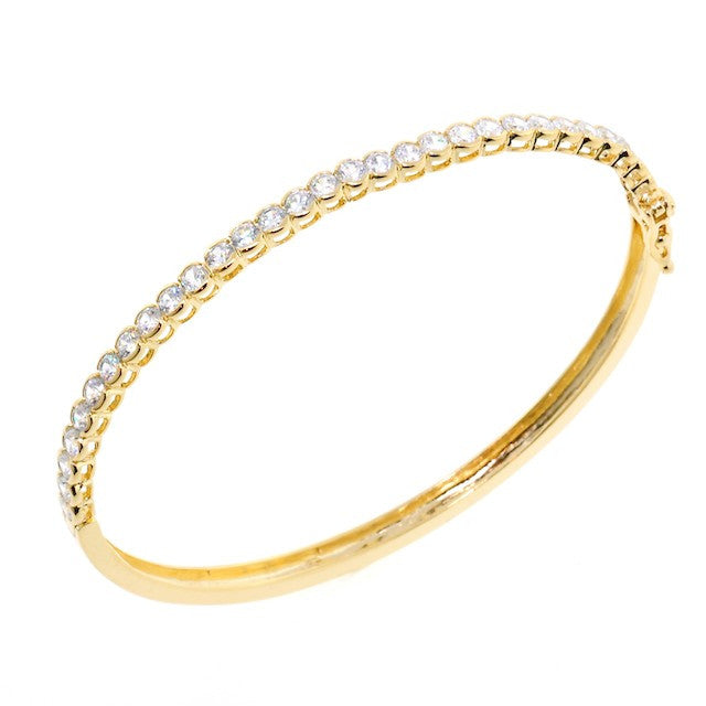 Chandi Diamond Round Cut Gold CZ Crystal Bangle Bracelet by Bobby Schandra