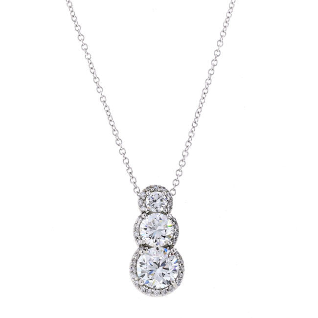 Round Silver CZ Pendant Necklace Travel Jewelry
