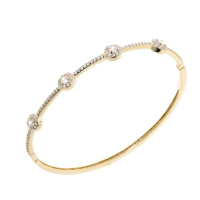 Chandi Diamond Round Treasure Style Gold CZ Crystal Bangle Bracelet by Bobby Schandra