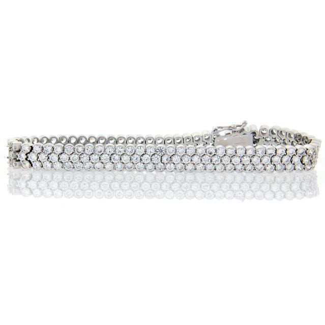 Chandi Diamond Silver 3 Row Round CZ Tennis Bracelet by Bobby Schandra
