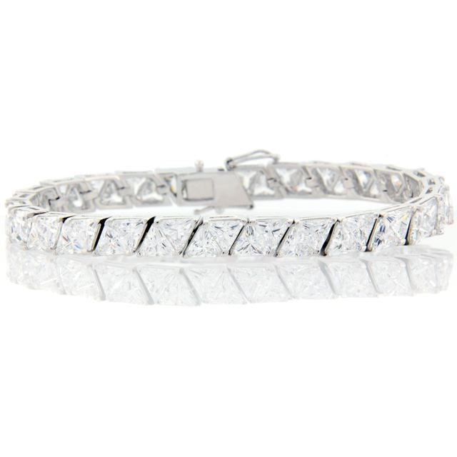 Chandi Diamond Silver and CZ Triangular Tennis Bracelet by Bobby Schandra