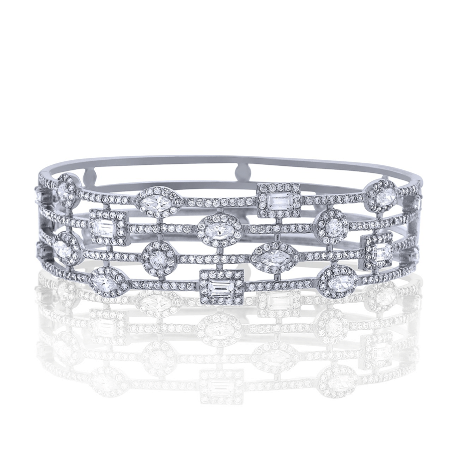 Silver Chandi Diamond Cuff by Bobby Schandra