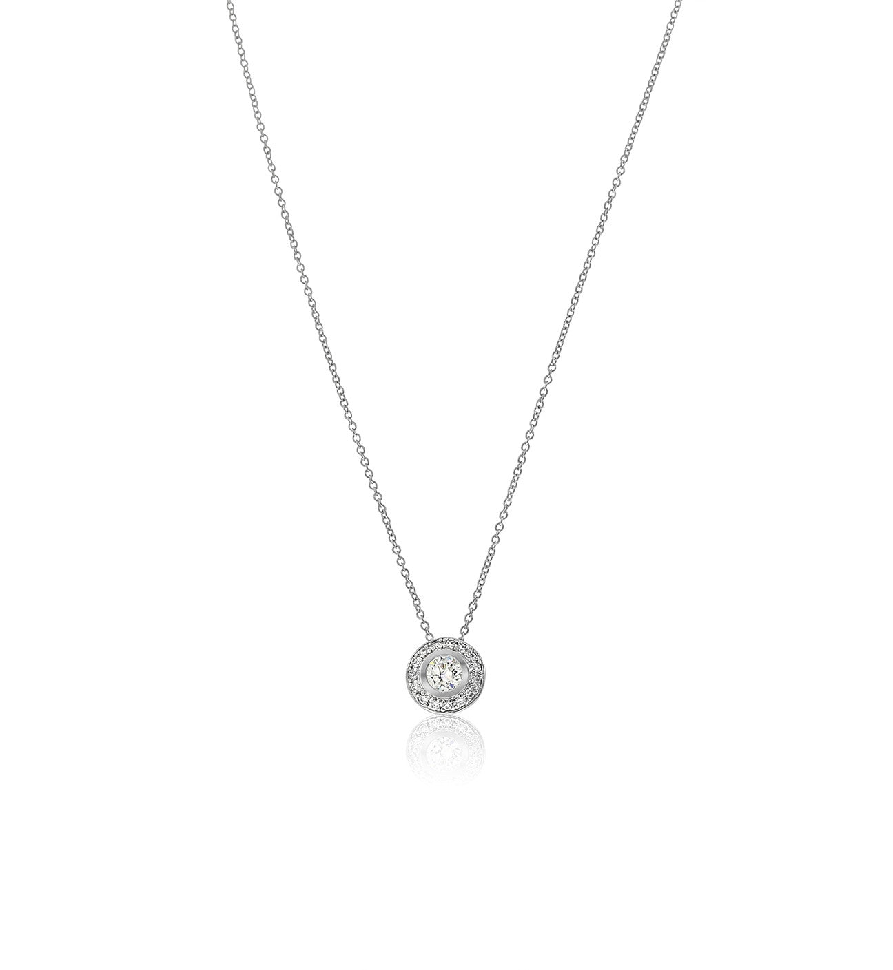 silver cz bezel set pendant necklace