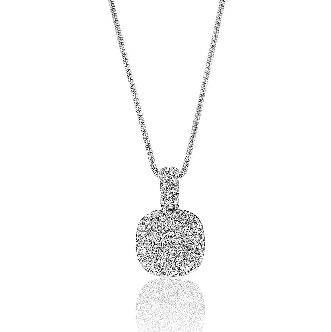 Silver Pave Swarovski Crystal Pendant Necklace