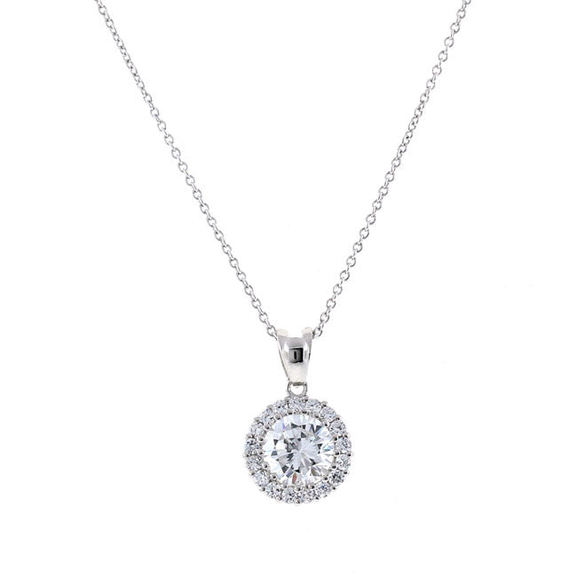 Silver Round CZ Pendant Necklace Travel Jewelry
