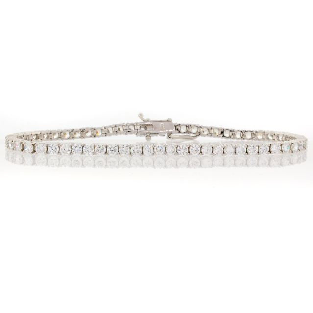 Chandi Diamond Silver Round CZ Tennis Bracelet by Bobby Schandra