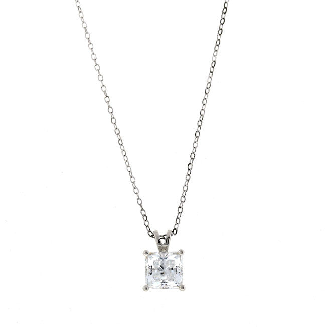 Silver Square CZ Pendant Necklace Travel Jewelry 2