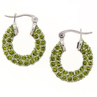 Small Green Swarovski Crystal Hoop Earrings