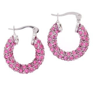 Small Pink Swarovski Crystal Hoop Earrings