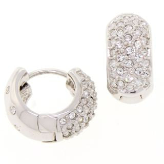 Small Silver Swarovski Crystal Huggies Earrings