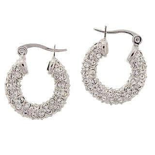 Small Silver Swarovski Hoop Earrings
