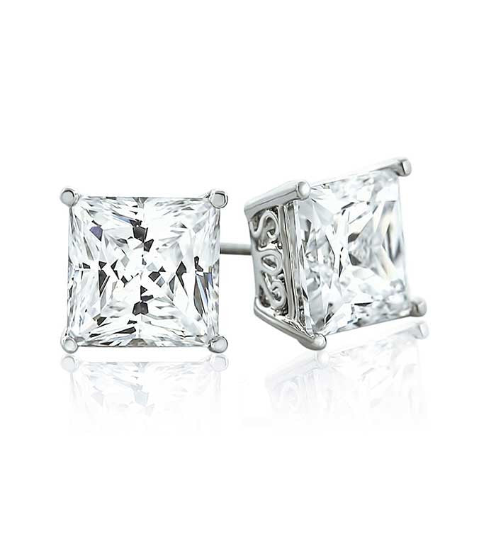 Classic Square CZ Stud Earrings