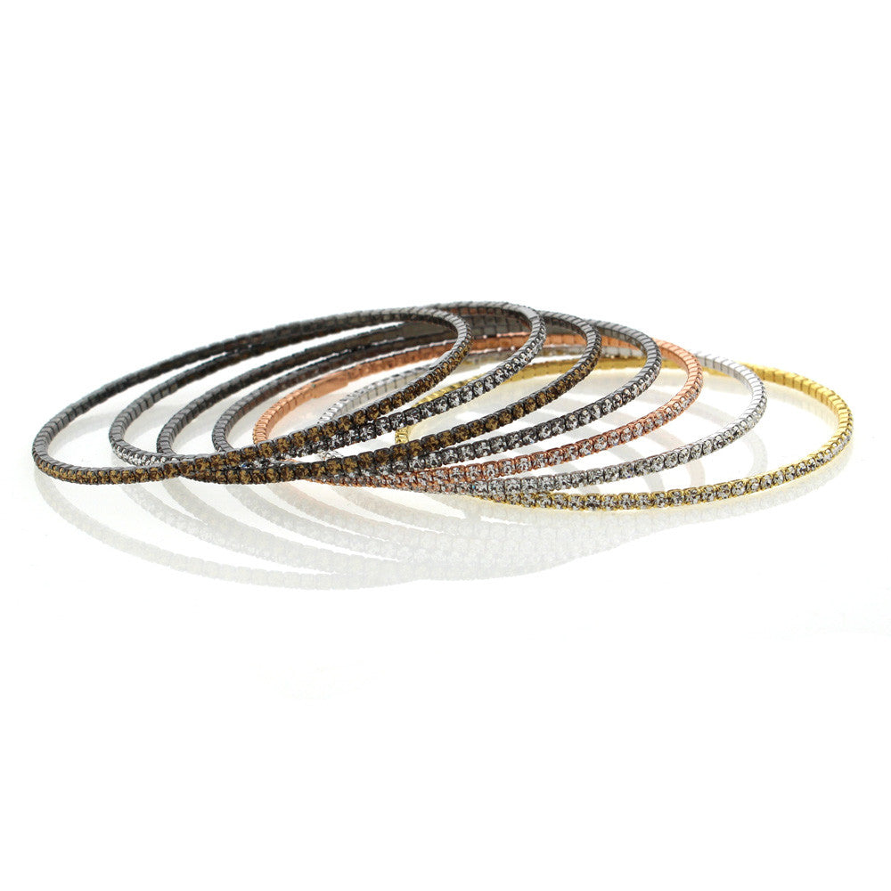 Chandi Diamond Stackable Bangle Bracelets Austrian Crystals by Bobby Schandra