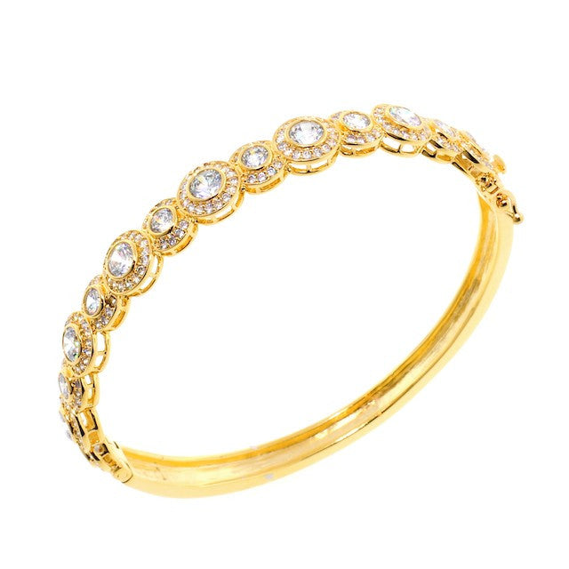 Stunning Double Set Chandi Diamond Gold CZ Crystal Bangle Bracelet