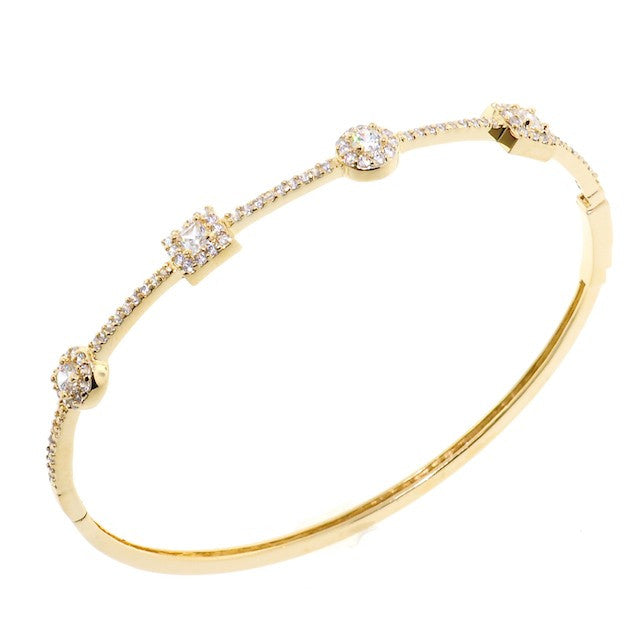 Treasure Style Chandi Diamond Gold CZ Crystal Bangle Bracelet by Bobby Schandra