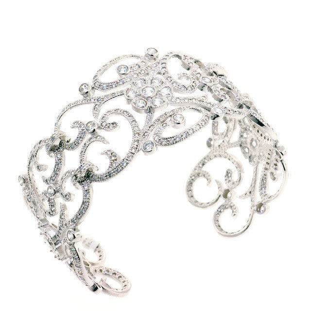 Victorian Silver Chandi Diamond Cuff by Bobby Schandra