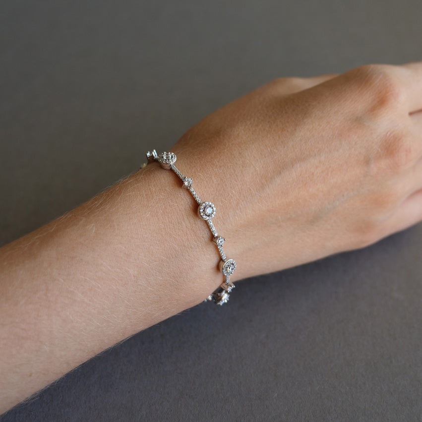 Halo Silver Tennis Bracelet